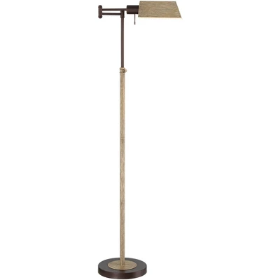 Regency Hill Rustic Farmhouse Pharmacy Floor Lamp With USB Charging Port 54" Tall Bronze Faux Wood Adjustable Swing Arm For Living Room Reading Office 8 Regency Hill Rustic Farmhouse Pharmacy Floor Lamp With USB Charging Port 54" Tall Bronze Faux Wood Adjustable Swing Arm For Living Room Reading Office - Image 8