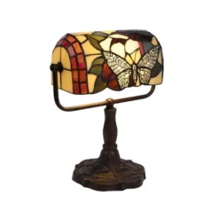 Tiffany Style Bankers Lamp With Butterfly Design (Includes LED Light Bulb) - Trademark Global -Adesso Lighting Deals Store GUEST bc470588 9771 456a 9a17 3bea439a655c