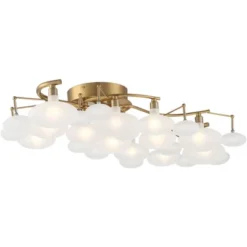 Possini Euro Design Lilypad Modern Ceiling Light Semi Flush Mount Fixture 30 1/4" Wide Warm Brass 12-Light Frosted Glass Shade For Bedroom Living Room -Adesso Lighting Deals Store GUEST bc64b39a 2843 4a68 b9d6 625259c5adb7