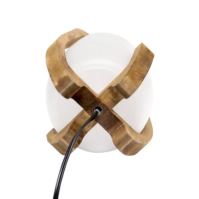 15" Organic Contemporary Natural Wood Accented Table Desk Lamp With Translucent Glass Shade - Lalia Home 6 15" Organic Contemporary Natural Wood Accented Table Desk Lamp With Translucent Glass Shade - Lalia Home - Image 6