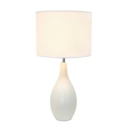 18.11" Traditional Standard Ceramic Dewdrop Table Desk Lamp With Matching Fabric Shade Off-White - Creekwood Home -Adesso Lighting Deals Store GUEST c037885d 00d1 4b01 87fd 20d396f1883d
