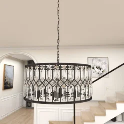Metal Crystal Embellishments 6 Light Chandelier With Link Style Chain Black - Olivia & May -Adesso Lighting Deals Store GUEST c124ac03 81fa 46a6 8736 74ed7fde7a1a