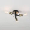 3-Light Shipka Flush Mount Ceiling Light With Antique Brass Accent Matte Black - Globe Electric