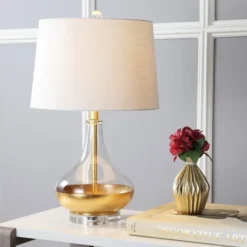 24.5" Glass West Table Lamp (Includes LED Light Bulb) Clear - JONATHAN Y