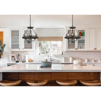 (14" X 14") 3 Light Metal Helena Pendant Texture Gray/Bronze - Cal Lighting 2 (14" X 14") 3 Light Metal Helena Pendant Texture Gray/Bronze - Cal Lighting - Image 2