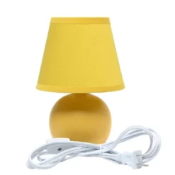 8.66" Petite Ceramic Orb Base Bedside Table Desk Lamp With Matching Tapered Drum Fabric Shade Yellow - Creekwood Home -Adesso Lighting Deals Store GUEST cad1a9a0 135f 44cf 8ac9 e949b5129959