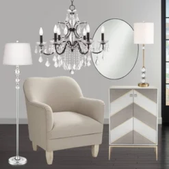 Vienna Full Spectrum DeMallo Dark Bronze Chandelier 26" Wide French Scroll Arm Clear Crystal 6-Light Fixture For Dining Room Home Foyer Kitchen Island -Adesso Lighting Deals Store GUEST cdae09d7 6635 4b46 a436 d85ec86d3502