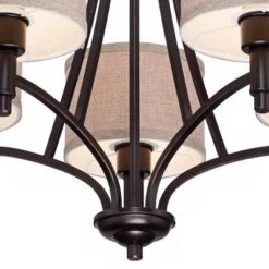 Franklin Iron Works La Pointe Oil Rubbed Bronze Pendant Chandelier 26" Wide Rustic Oatmeal Linen Shade 5-Light Fixture For Dining Room Kitchen Island -Adesso Lighting Deals Store GUEST d0f5ea52 82b7 4cff b305 4b7759ed5907