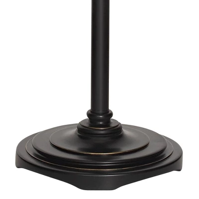 Regency Hill Traditional Swing Arm Floor Lamp 58" Tall Painted Black Bronze Swirl Font Faux Silk Beige Shade For Living Room Reading Office 4 Regency Hill Traditional Swing Arm Floor Lamp 58" Tall Painted Black Bronze Swirl Font Faux Silk Beige Shade For Living Room Reading Office - Image 4