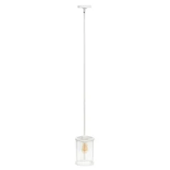 1-Light 9.25" Modern Farmhouse Adjustable Hanging Cylindrical Clear Glass Pendant Fixture With Metal Accent - Lalia Home -Adesso Lighting Deals Store GUEST d45ec958 e981 4817 8626 a6d4a154275c