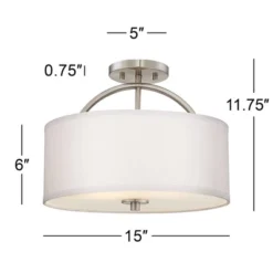 Possini Euro Design Halsted Modern Ceiling Light Semi Flush Mount Fixture 15" Wide Brushed Nickel 2-Light Oatmeal Linen Drum For Bedroom Living Room 10 Possini Euro Design Halsted Modern Ceiling Light Semi Flush Mount Fixture 15" Wide Brushed Nickel 2-Light Oatmeal Linen Drum For Bedroom Living Room -Adesso Lighting Deals Store GUEST d467f660 902a 45b3 bde3 1d30f40fac9c