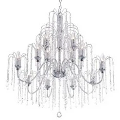 Vienna Full Spectrum Crystal Rain Chrome Chandelier 33" Wide Modern 12-Light Fixture For Dining Room House Foyer Kitchen Island Entryway Bedroom Home -Adesso Lighting Deals Store GUEST d4838bef 320e 4d64 a399 f49513e427a9