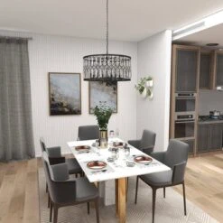 Metal Crystal Embellishments 6 Light Chandelier With Link Style Chain Black - Olivia & May -Adesso Lighting Deals Store GUEST d57f2060 4e60 4e5a bc33 fa646b598e51