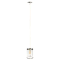 1-Light 9.25" Modern Farmhouse Adjustable Hanging Cylindrical Clear Glass Pendant Fixture With Metal Accent - Lalia Home -Adesso Lighting Deals Store GUEST d6f83478 2664 4553 b6dd b6d4e8f52b1d