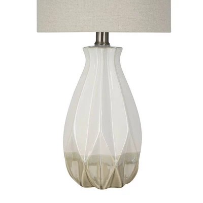 19" Textured Ceramic Accent Table Lamp With Linen Shade (Includes LED Light Bulb) White - Cresswell Lighting 1 19" Textured Ceramic Accent Table Lamp With Linen Shade (Includes LED Light Bulb) White - Cresswell Lighting
