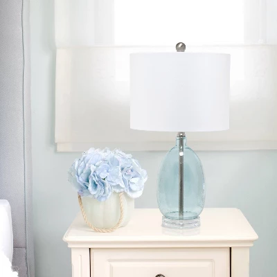 Glass Table Lamp With White Drum Shade Blue - Lalia Home 4 Glass Table Lamp With White Drum Shade Blue - Lalia Home - Image 4