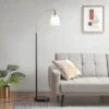Bristol Arched Floor Lamp Matte Black Base/Frosted Shade - Ink+Ivy