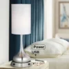 360 Lighting Modern Table Lamp With Dimmable USB And AC Power Outlet Workstation Base 24.5" High Brushed Nickel Droplet White Shade Bedroom Desk
