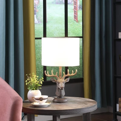 18" Stag Elk Deer Bust Rustic Polyresin Table Lamp Gray - Ore International 2 18" Stag Elk Deer Bust Rustic Polyresin Table Lamp Gray - Ore International - Image 2