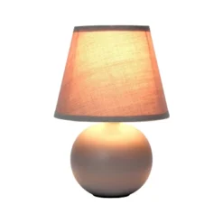 8.66" Petite Ceramic Orb Base Bedside Table Desk Lamp With Matching Tapered Drum Fabric Shade Gray - Creekwood Home -Adesso Lighting Deals Store GUEST ddcfae5f 0bcf 4f39 a04f ee5631056000