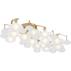 Possini Euro Design Lilypad Modern Ceiling Light Semi Flush Mount Fixture 30 1/4" Wide Warm Brass 12-Light Frosted Glass Shade For Bedroom Living Room -Adesso Lighting Deals Store GUEST dec42141 80e6 4416 977e 08a265036989