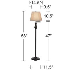 Regency Hill Traditional Swing Arm Floor Lamp 58" Tall Painted Black Bronze Swirl Font Faux Silk Beige Shade For Living Room Reading Office 13 Regency Hill Traditional Swing Arm Floor Lamp 58" Tall Painted Black Bronze Swirl Font Faux Silk Beige Shade For Living Room Reading Office -Adesso Lighting Deals Store GUEST e1753885 9cf3 4a51 b96a 48833f7c52e5