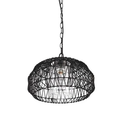 Globe Electric Novogratz X Globe Diego 1-Light Matte Black Woven Fabric Outdoor Plug-In Pendant Light 6 Globe Electric Novogratz X Globe Diego 1-Light Matte Black Woven Fabric Outdoor Plug-In Pendant Light - Image 6