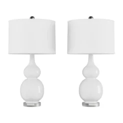 Set Of 2 Ceramic Double Gourd Table Lamps White (Includes LED Light Bulb) - Trademark Global -Adesso Lighting Deals Store GUEST e543afd3 4075 4382 9b32 e826b9207b01