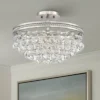 Vienna Full Spectrum Wohlfurst Modern Ceiling Light Semi Flush Mount Fixture 16" Wide Brushed Nickel 3-Light Clear Crystal For Bedroom Living Room