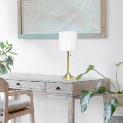 Tapered Desk Lamp With Fabric Drum Shade White - Simple Designs -Adesso Lighting Deals Store GUEST e6dd4bee 8580 41f3 825b 9c9e9c0e392b