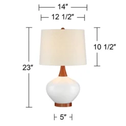 360 Lighting Modern Table Lamp With USB Charging Port 23" High Ivory Ceramic Off-White Drum Shade For Living Room Desk Bedroom House -Adesso Lighting Deals Store GUEST e83f21b8 02df 413a bcaa b60de96f1854