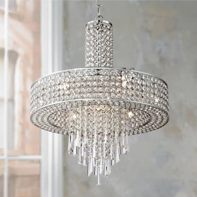 Vienna Full Spectrum Crystal Cascade Chrome Chandelier 19 1/2" Wide Modern 9-Light LED Fixture For Dining Room House Kitchen Island Entryway Bedroom 1 Vienna Full Spectrum Crystal Cascade Chrome Chandelier 19 1/2" Wide Modern 9-Light LED Fixture For Dining Room House Kitchen Island Entryway Bedroom