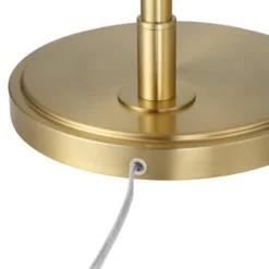 Possini Euro Design Modern Arc Floor Lamp Standing 62 1/2" Tall Warm Gold Offset Arm White Linen Drum Shade For Living Room Reading Family Bedroom -Adesso Lighting Deals Store GUEST e9d9a70f 382b 47da 8121 786292511eea