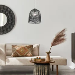 10" 1-Light Zola Pendant Rattan Black - River Of Goods -Adesso Lighting Deals Store GUEST e9ffdd10 bba8 4113 9e76 877b533f13e6