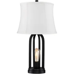 360 Lighting Marcel Industrial Table Lamps 24 1/4" High Set Of 2 Black With USB Charging Port And Nightlight LED Cream Shade For Bedroom Bedside Desk -Adesso Lighting Deals Store GUEST ea3a164c fa0b 40e2 a3ea 4302b9441968