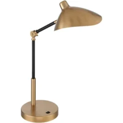 360 Lighting Colborne Modern Mid Century Desk Table Lamp 28" Tall Antique Brass Black With USB Charging Port LED For Bedroom Living Room Bedside Kids -Adesso Lighting Deals Store GUEST eb0cdc7c 4a7f 496b 9050 ff24ce9c26de