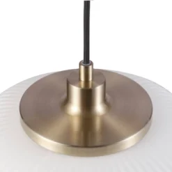 Novogratz X Globe Lily 1-Light Matte Brass Pendant Lighting With Frosted Ribbed Glass Shade - Globe Electric
