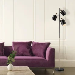 Globe Electric 67" Fiona 3-Light Matte Black Track Tree Lamp With Matte Brass Accents - Novogratz X Globe -Adesso Lighting Deals Store GUEST ebc761b5 d15c 4f1a ad89 448f4ee4dd2c