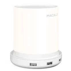 Macally LED Dimmable Warm White Desk, Nightstand And Bedside Charging Lamp