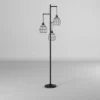 Madison Metal Three Pendant Floor Lamp Bronze With Cage Shade - StyleCraft