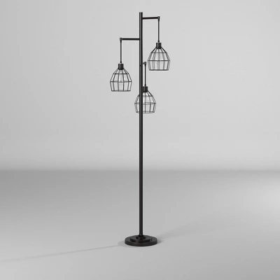 Madison Metal Three Pendant Floor Lamp Bronze With Cage Shade - StyleCraft 1 Madison Metal Three Pendant Floor Lamp Bronze With Cage Shade - StyleCraft