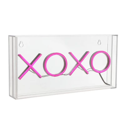 11.75" XOXO Contemporary Glam Acrylic Box Pendant (Includes LED Light Bulb) Neon Pink - JONATHAN Y 3 11.75" XOXO Contemporary Glam Acrylic Box Pendant (Includes LED Light Bulb) Neon Pink - JONATHAN Y - Image 3