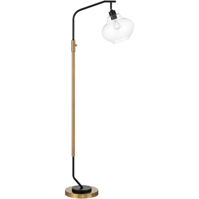 Possini Euro Design Tarrah Mid Century Modern 63" Tall Chairside Arc Floor Lamp Gold Black Metal Clear Glass Shade For Living Room House 7 Possini Euro Design Tarrah Mid Century Modern 63" Tall Chairside Arc Floor Lamp Gold Black Metal Clear Glass Shade For Living Room House - Image 7
