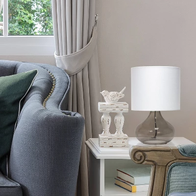 Glass Raindrop Table Lamp With Fabric Shade Smoke Gray - Simple Designs 5 Glass Raindrop Table Lamp With Fabric Shade Smoke Gray - Simple Designs - Image 5