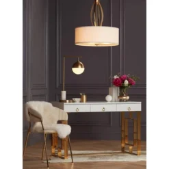 Possini Euro Design Luna Mid Century Desk Table Lamp 26 1/2" High Brass Metal With USB Charging Port Opal Glass Shade For Bedroom Living Room Bedside -Adesso Lighting Deals Store GUEST f1bed036 d898 408d 8225 a9d1914f0d71