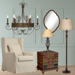 Regency Hill Brooke Rustic Vintage Retro Floor Lamp Standing 60" Tall Rich Bronze Copper Burlap Bell Shade For Living Room Bedroom Office House Home -Adesso Lighting Deals Store GUEST f25a323d 43b8 4271 bfa2 07568ed3ff3b