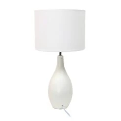 18.11" Traditional Standard Ceramic Dewdrop Table Desk Lamp With Matching Fabric Shade Off-White - Creekwood Home -Adesso Lighting Deals Store GUEST f2ab8e61 8d8f 44f9 b878 6122b076d5a7
