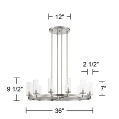 Stiffel Brushed Nickel Wagon Wheel Chandelier 36" Wide Modern Clear Glass Shade 12-Light Fixture For Dining Room House Kitchen -Adesso Lighting Deals Store GUEST f3efc9c0 56d2 44bc 91d8 0f996815d49c