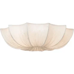 Possini Euro Design Planetarium Modern Ceiling Light Flush Mount Fixture 21" Wide Chrome 3-Light Ivory Fabric Scalloped Bowl For Bedroom Living Room -Adesso Lighting Deals Store GUEST f60a00a1 5cb3 4db1 9830 ba7204aa3cb4