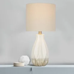 19" Textured Ceramic Accent Table Lamp With Linen Shade (Includes LED Light Bulb) White - Cresswell Lighting 6 19" Textured Ceramic Accent Table Lamp With Linen Shade (Includes LED Light Bulb) White - Cresswell Lighting -Adesso Lighting Deals Store GUEST f69efdcc 2cc5 4c7f be4f 7ebdae8fb731